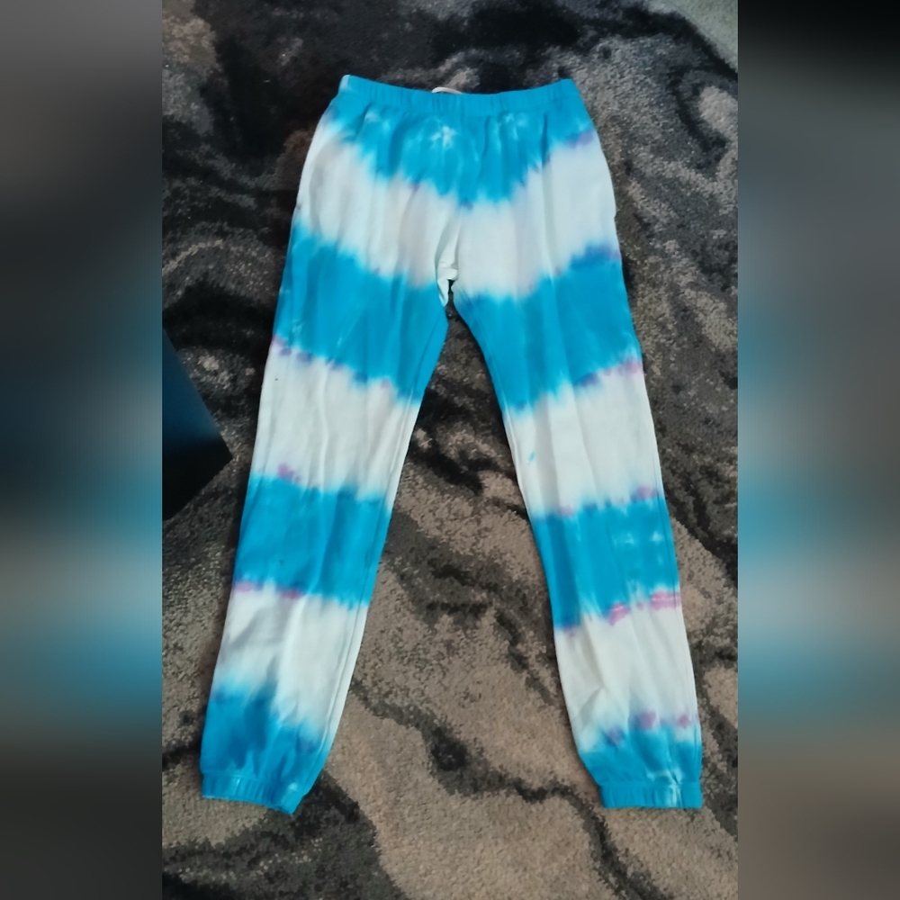 Spiritual Gangster Blue and White Tie-Dye Joggers - Picture 3 of 7